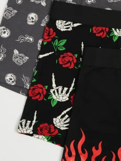 Discount 3 pack bokserek z motywem punk rock Bokserki