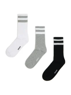 Outlet 3 pack długich skarpet z paskami Skarpetki|Basic