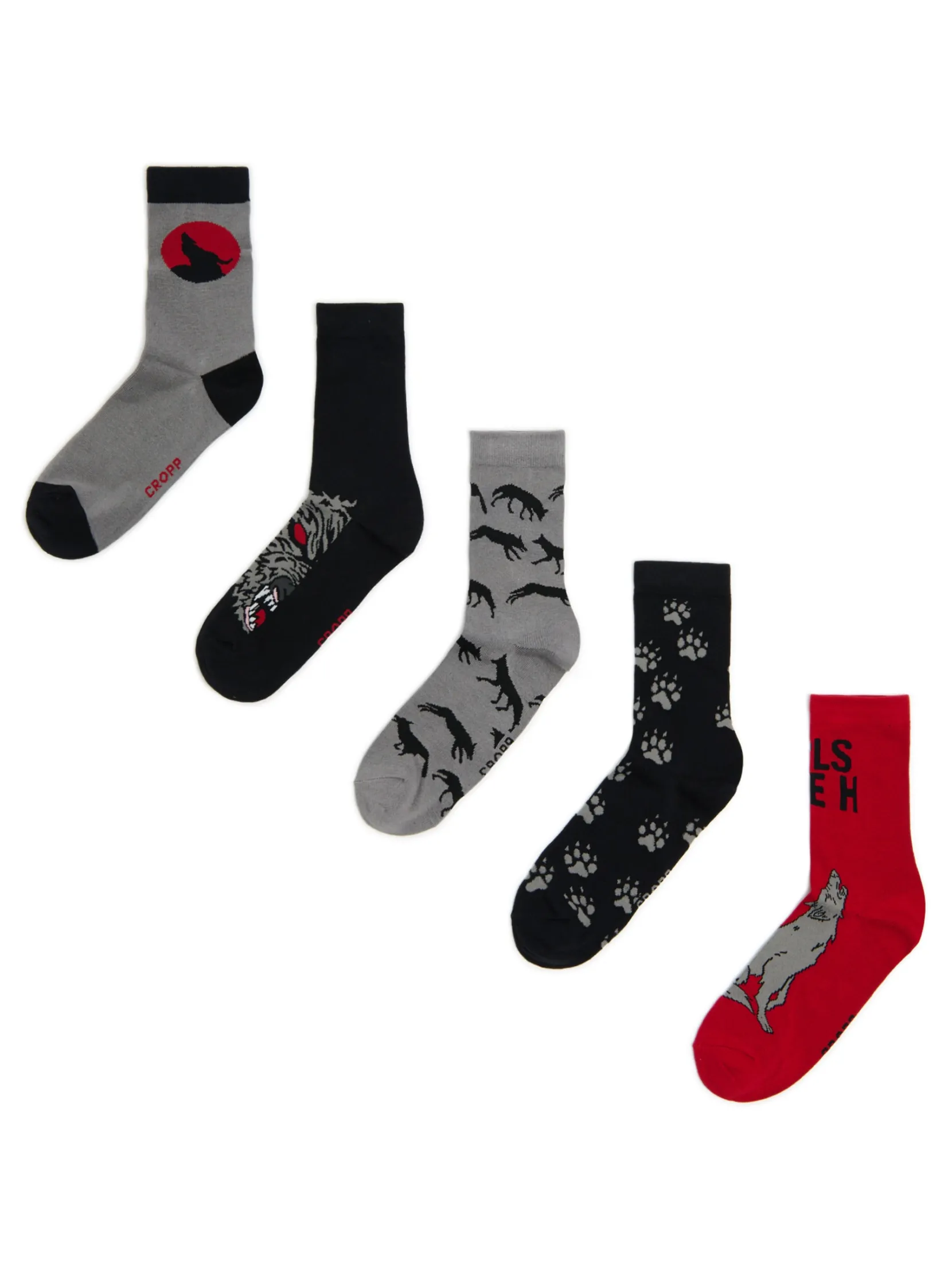 Online 5 pack skarpet z wilkami Skarpetki