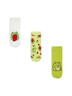 Outlet 3 pack skarpetek z żabami Skarpety, Rajstopy