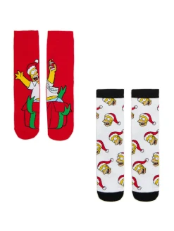 Outlet 2 pack świątecznych skarpet Simpsonowie Akcesoria Świąteczne|Skarpetki