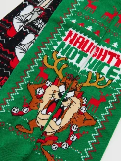 Discount 2 pack świątecznych skarpet Looney Tunes Akcesoria Świąteczne|Skarpetki