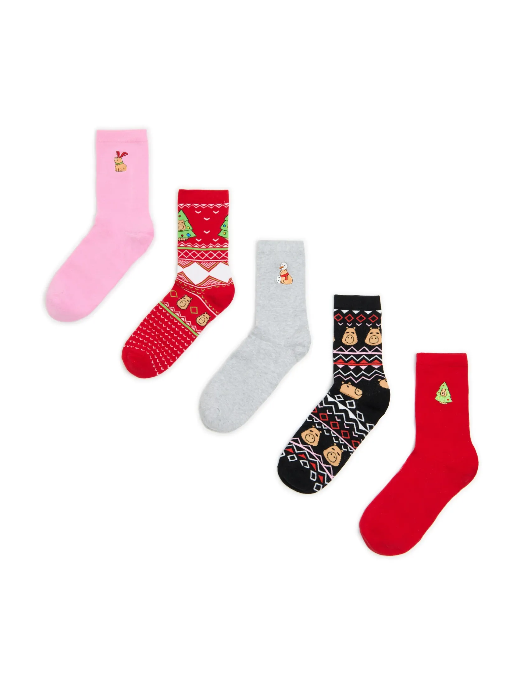 Best 5 pack świątecznych skarpet z kapibarą Akcesoria Świąteczne|Skarpety, Rajstopy