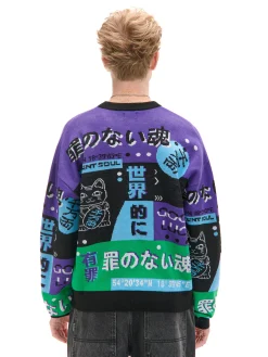 New Żakardowy sweter z chińskimi symbolami Swetry