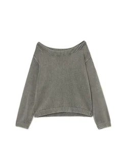 New Antracytowy sweter z odkrytymi ramionami Swetry