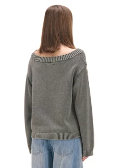 New Antracytowy sweter z odkrytymi ramionami Swetry