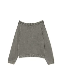 New Antracytowy sweter z odkrytymi ramionami Swetry