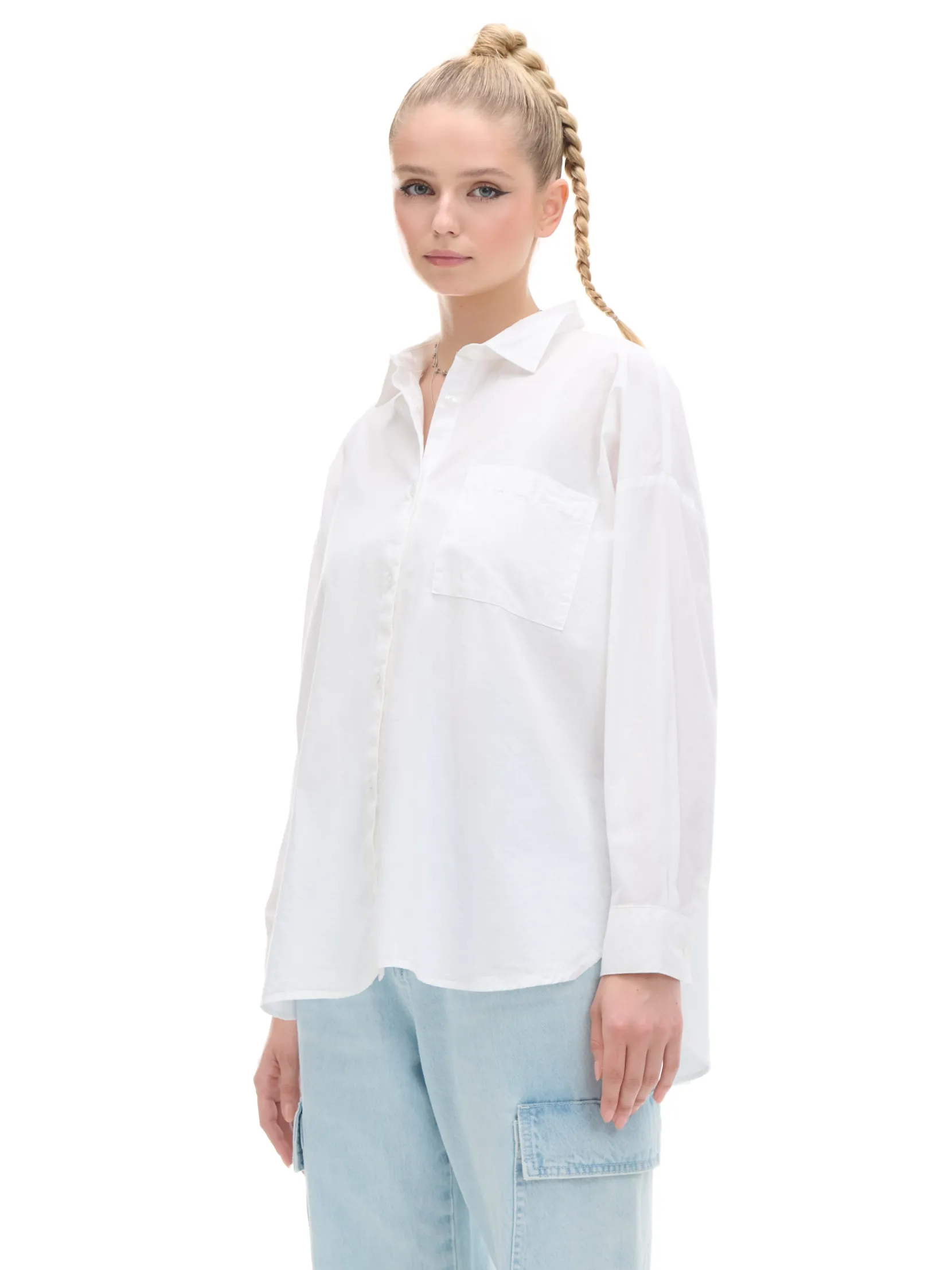 Best Bawełniana biała koszula oversize Koszule, Bluzki