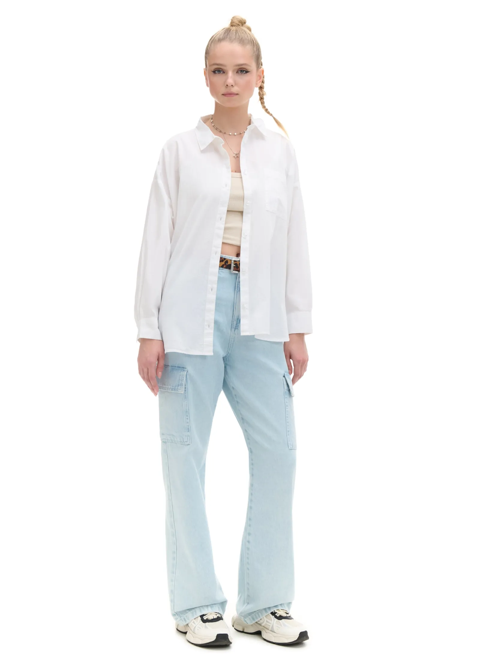 Best Bawełniana biała koszula oversize Koszule, Bluzki