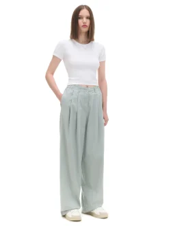 Hot Bawełniane spodnie wide leg Spodnie