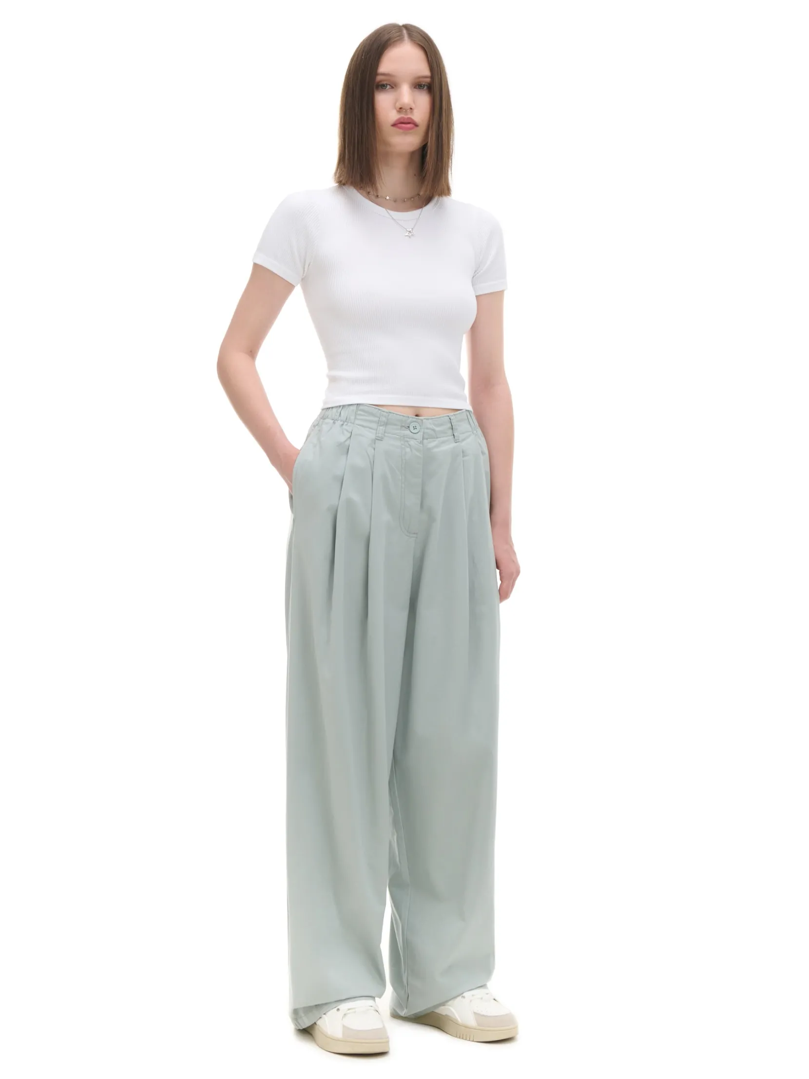Hot Bawełniane spodnie wide leg Spodnie