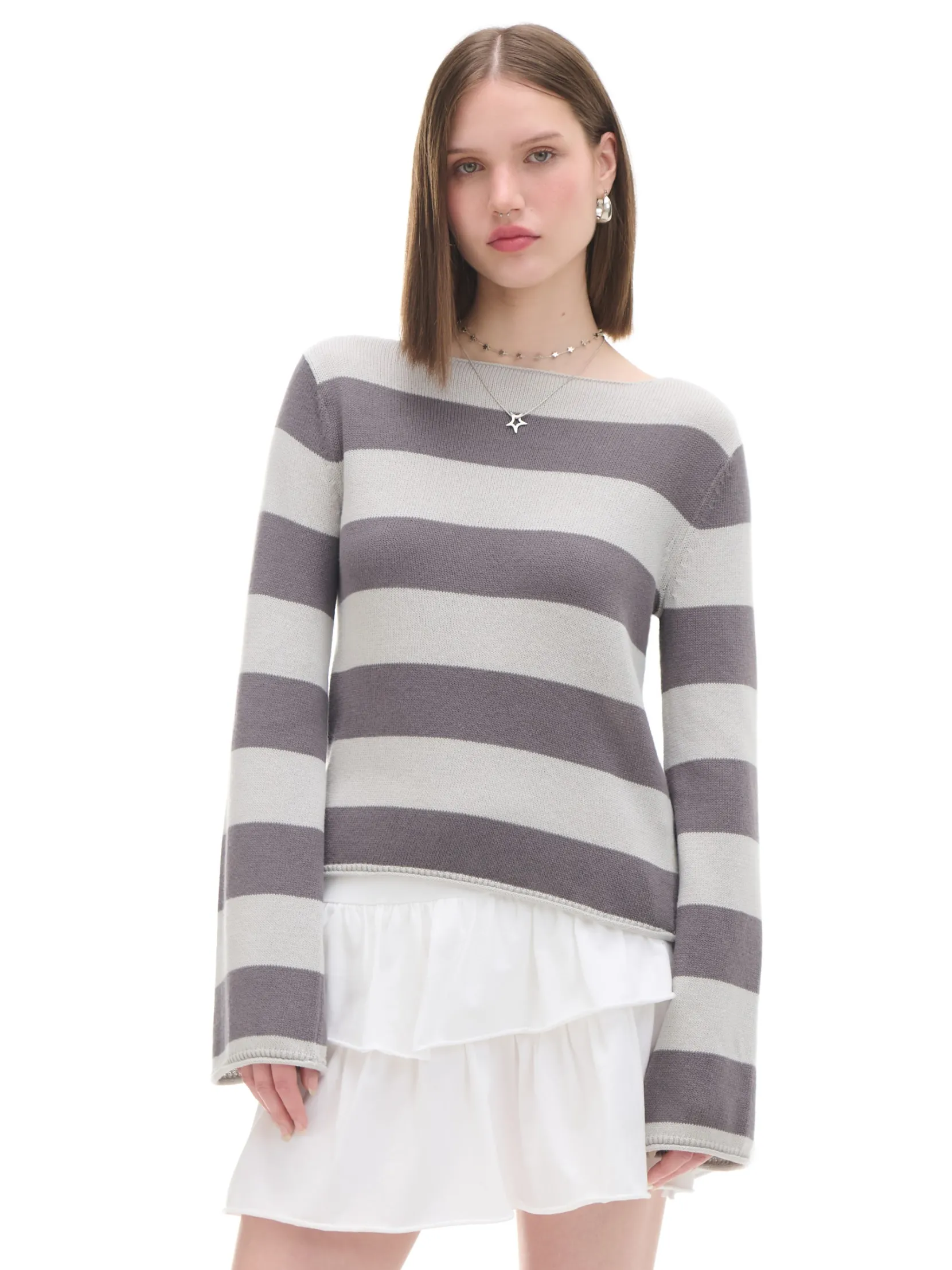 Hot Bawełniany sweter w paski Swetry
