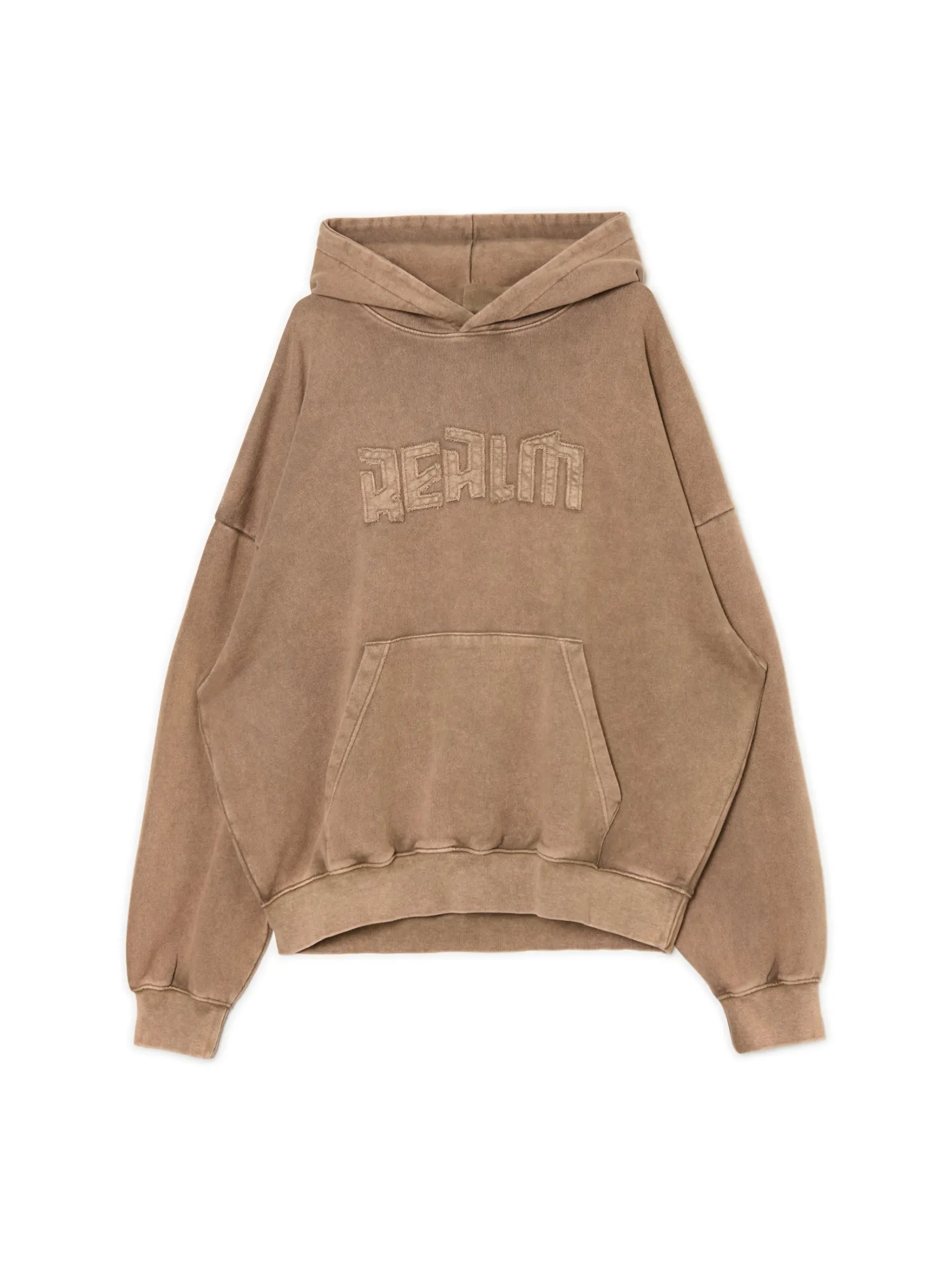 Outlet Beżowa bluza hoodie z efektem sprania Bluzy