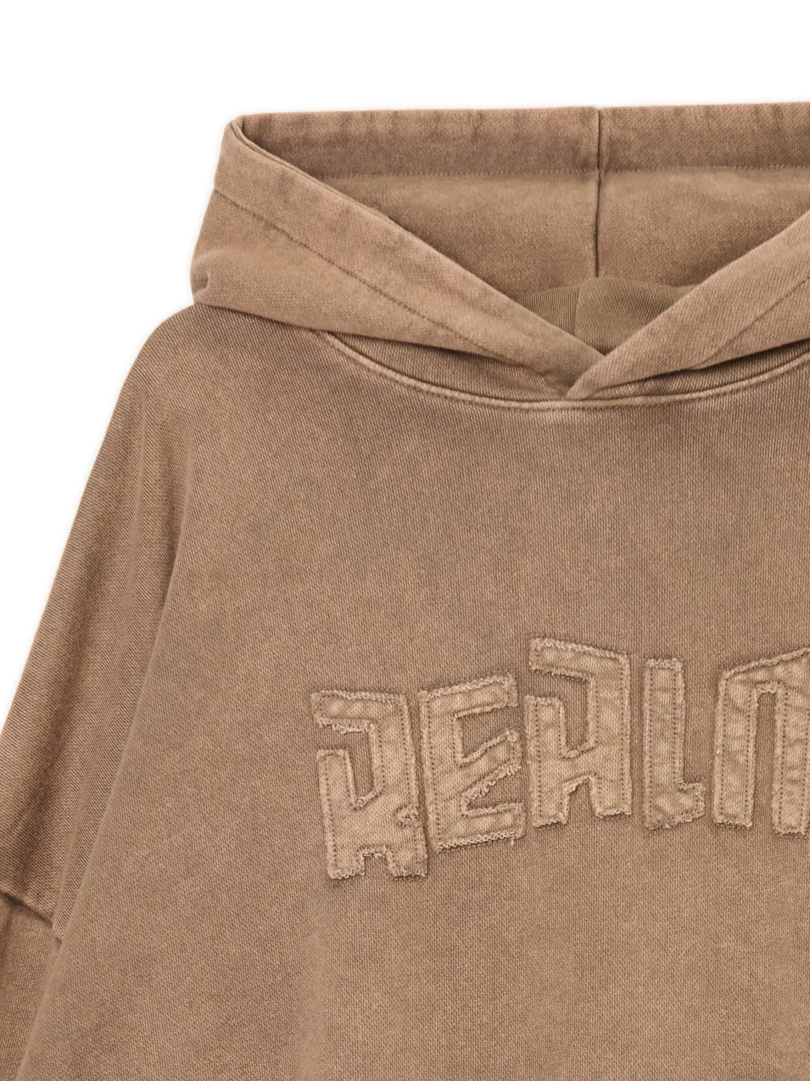 Outlet Beżowa bluza hoodie z efektem sprania Bluzy