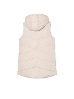 Sale Beżowa kamizelka puffer z kapturem Kurtki, Płaszcze