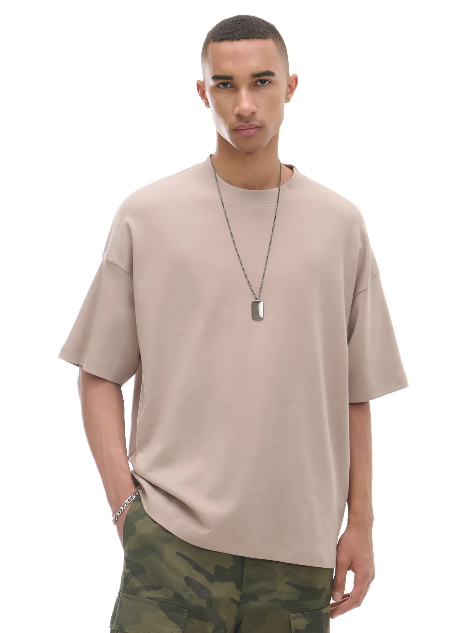 Sale Beżowa koszulka basic Koszulki