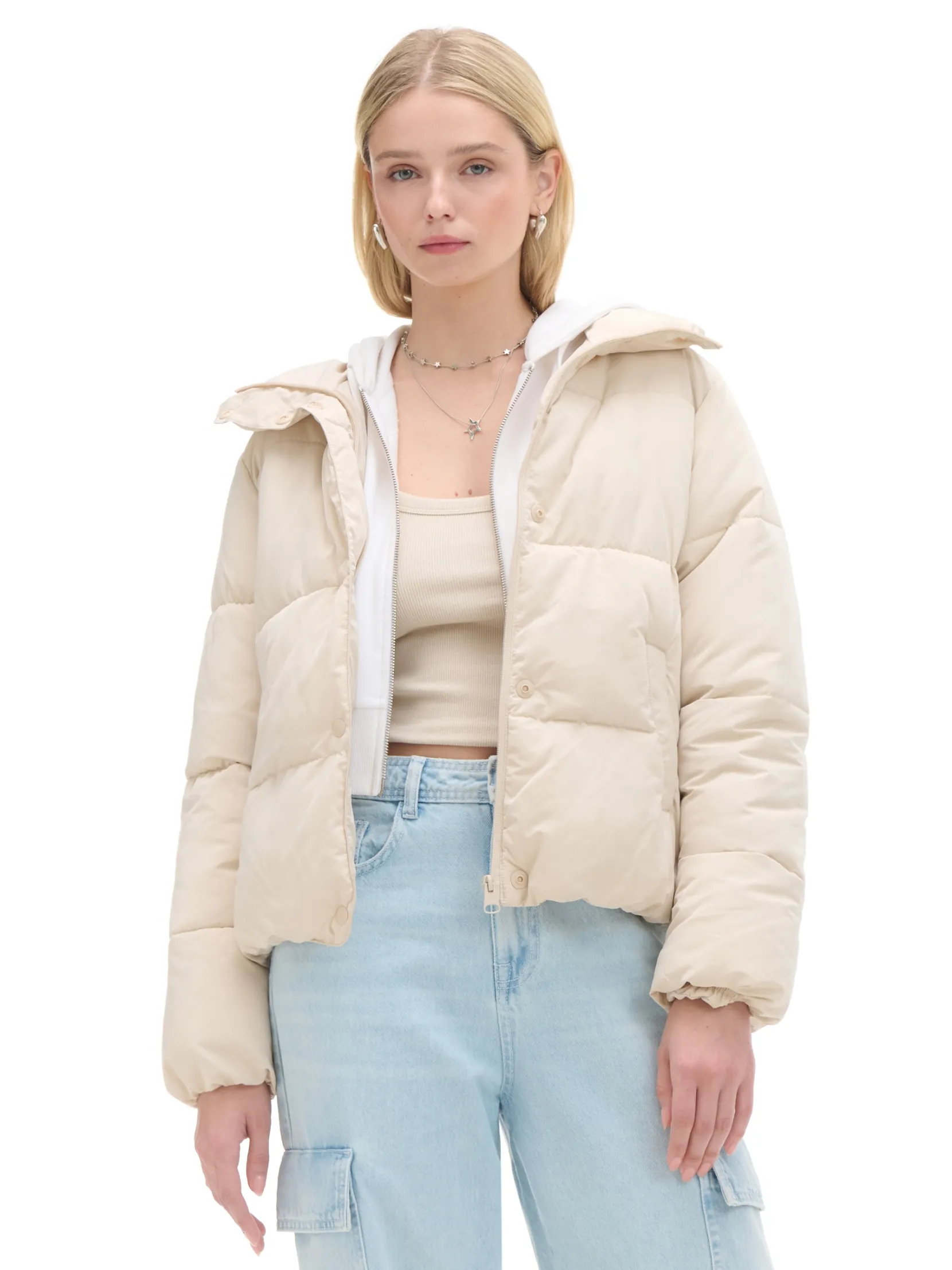 New Beżowa kurtka puffer Kurtki, Płaszcze