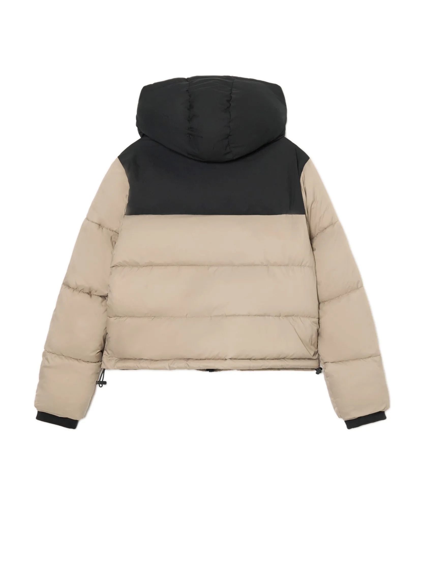 Outlet Beżowa kurtka puffer z czarnym karczkiem Kurtki, Płaszcze