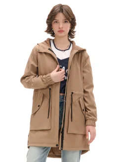 Clearance Beżowa parka z kapturem Kurtki, Płaszcze