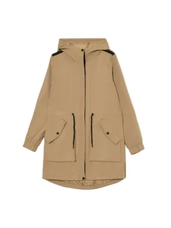 Clearance Beżowa parka z kapturem Kurtki, Płaszcze