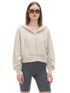 Outlet Beżowa rozpinana bluza z kapturem Bluzy