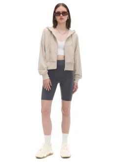 Outlet Beżowa rozpinana bluza z kapturem Bluzy