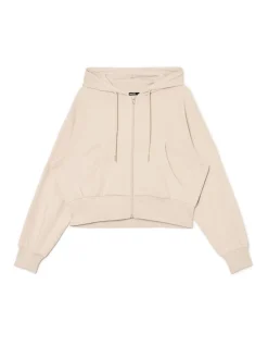 Outlet Beżowa rozpinana bluza z kapturem Bluzy