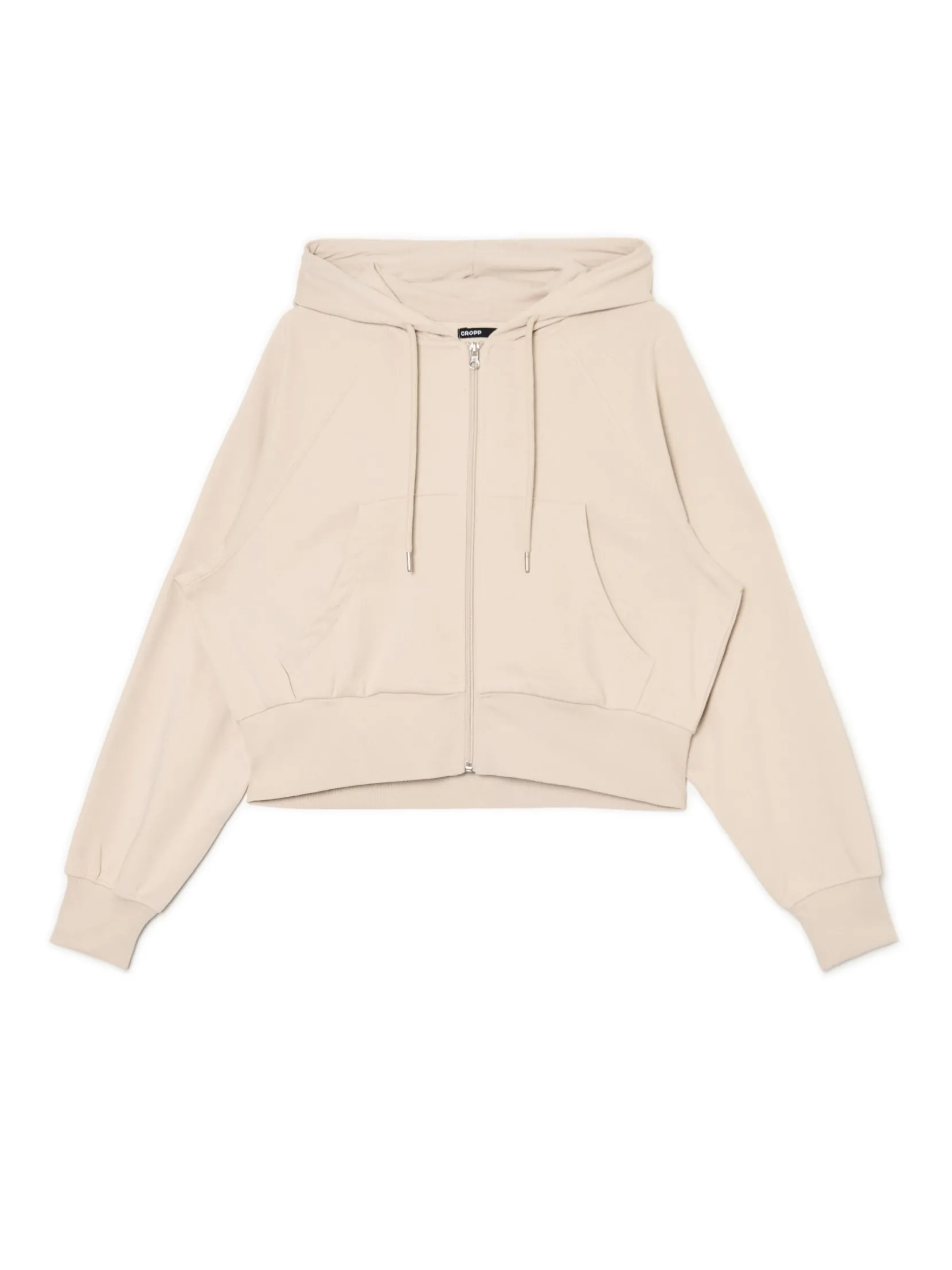 Outlet Beżowa rozpinana bluza z kapturem Bluzy