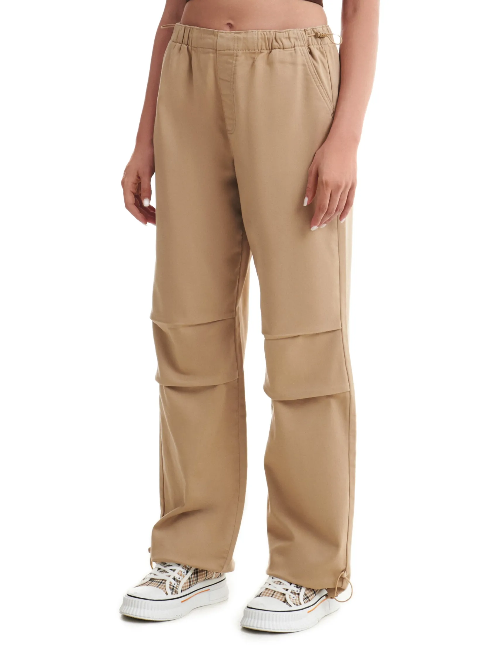 Hot Beżowe jeansy parachute Jeansy