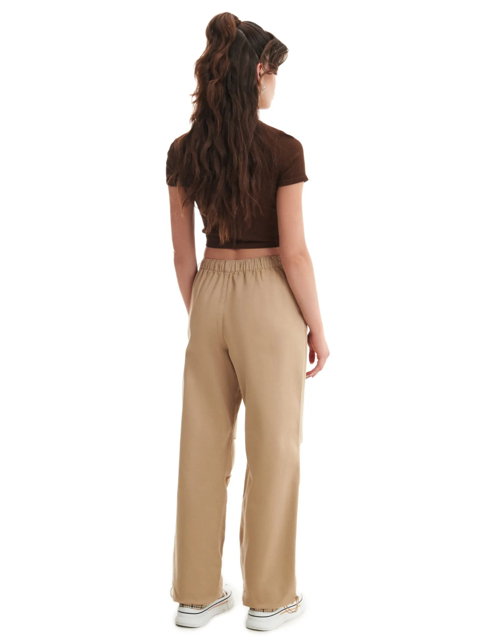 Hot Beżowe jeansy parachute Jeansy