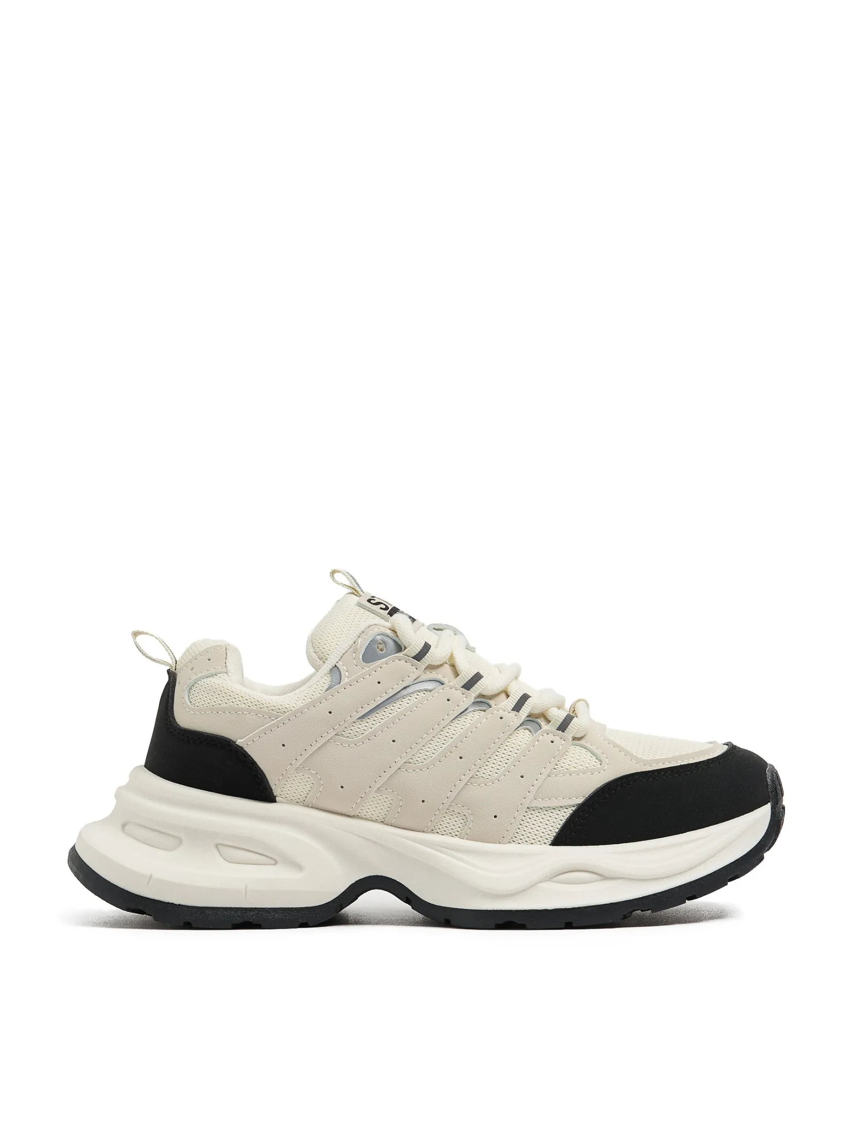 New Beżowe sneakersy z odblaskowymi elementami Sneakersy