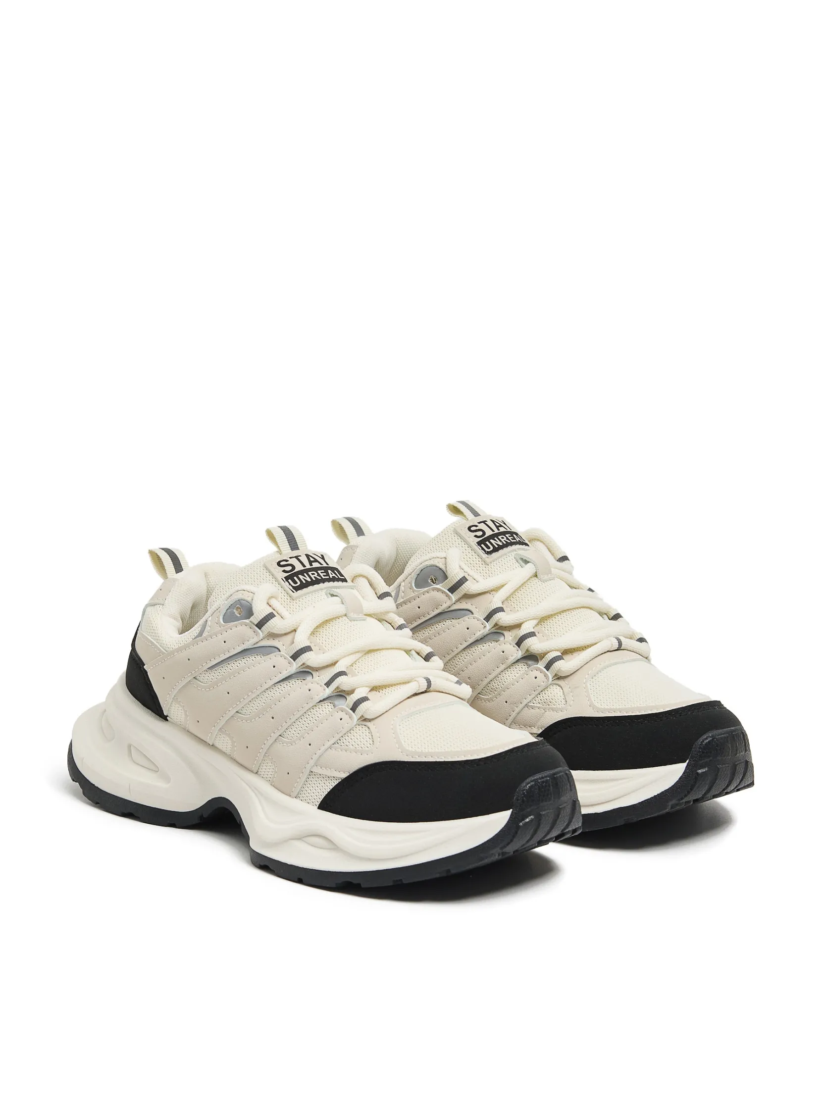New Beżowe sneakersy z odblaskowymi elementami Sneakersy