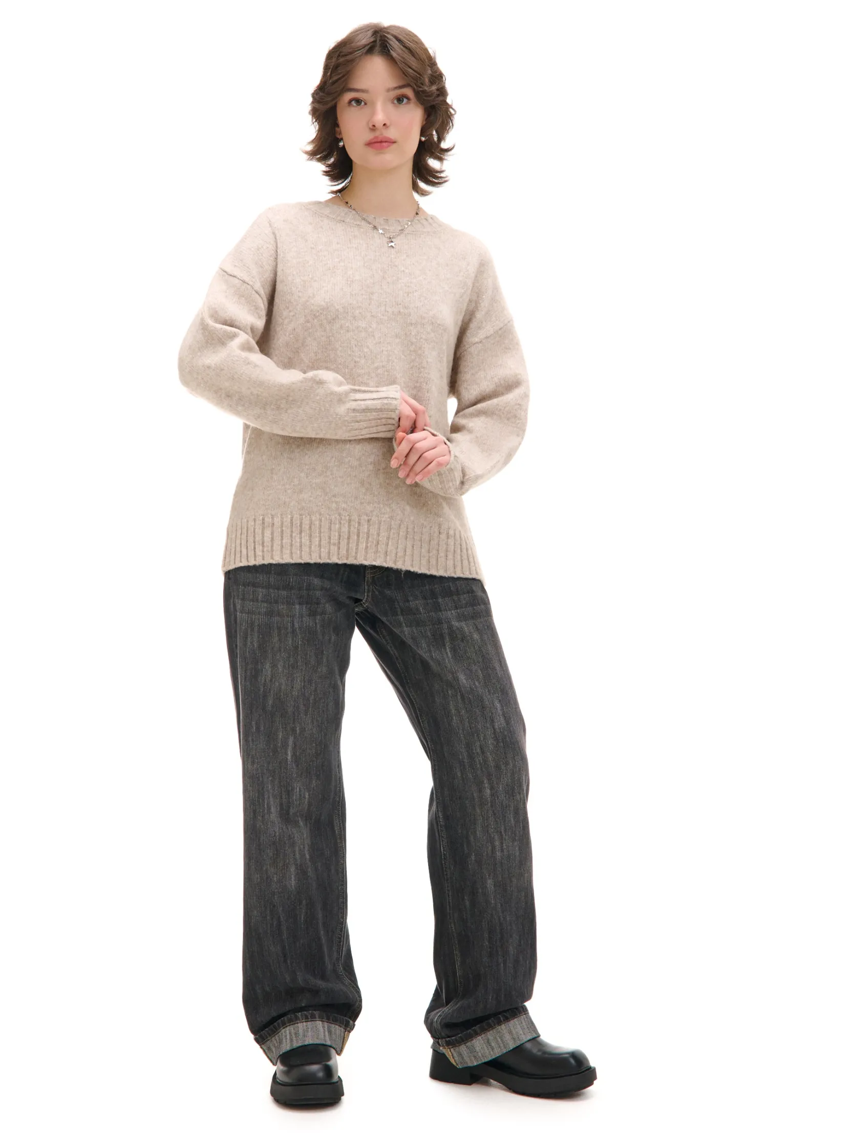 Outlet gładki sweter Swetry