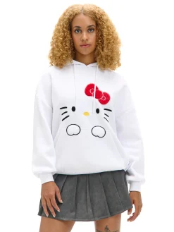 Fashion Biała bluza hoodie Hello Kitty Bluzy