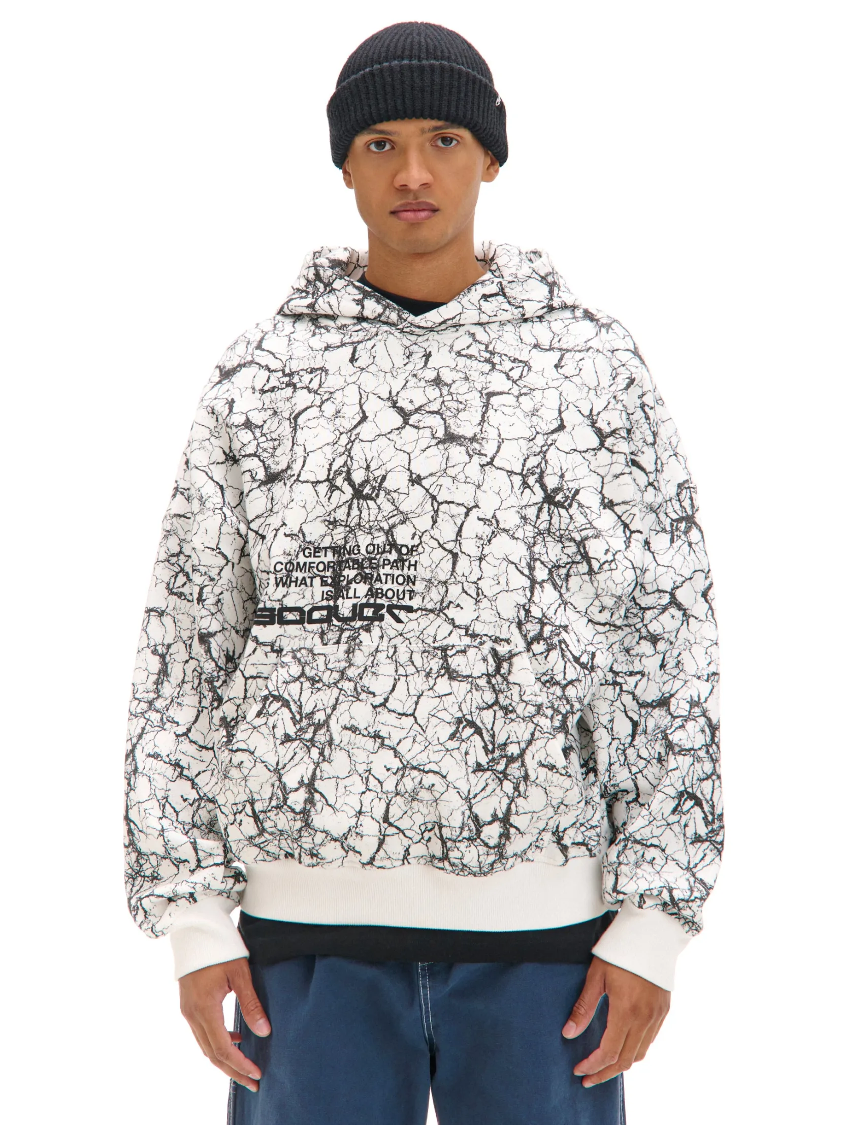 Online Biała bluza hoodie z nadrukiem all over Bluzy
