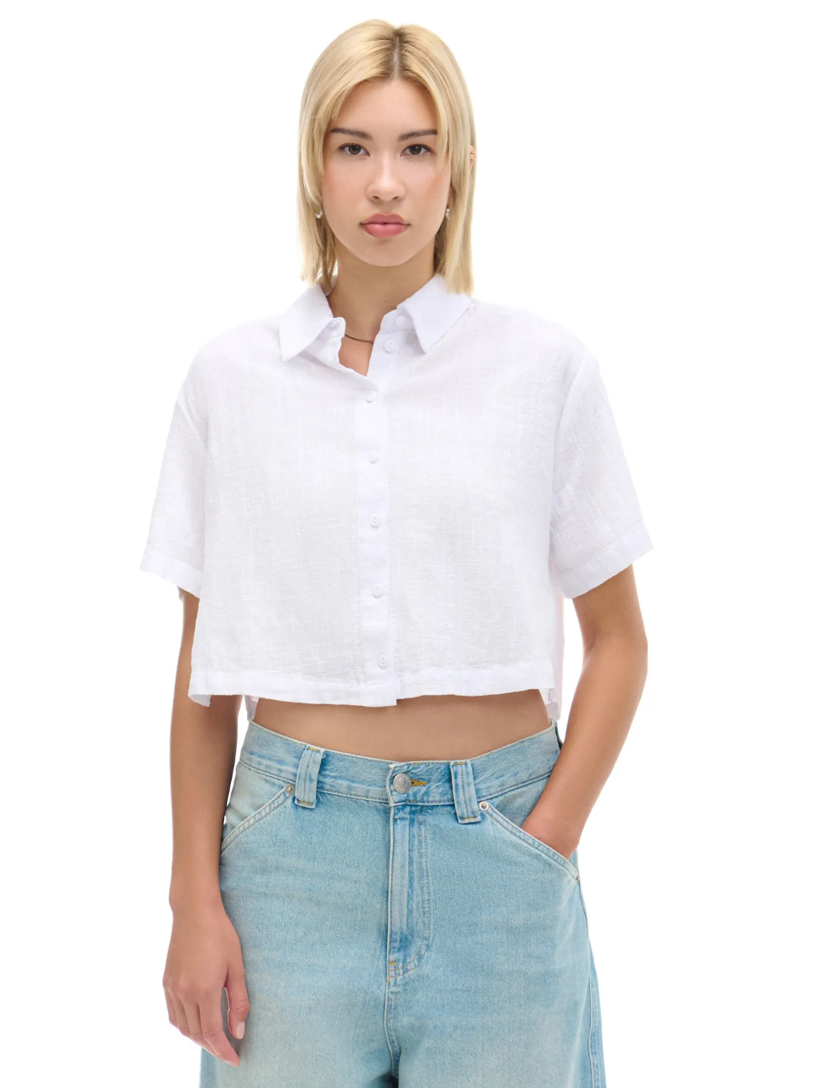 New Biała koszula w retro stylu Koszule, Bluzki