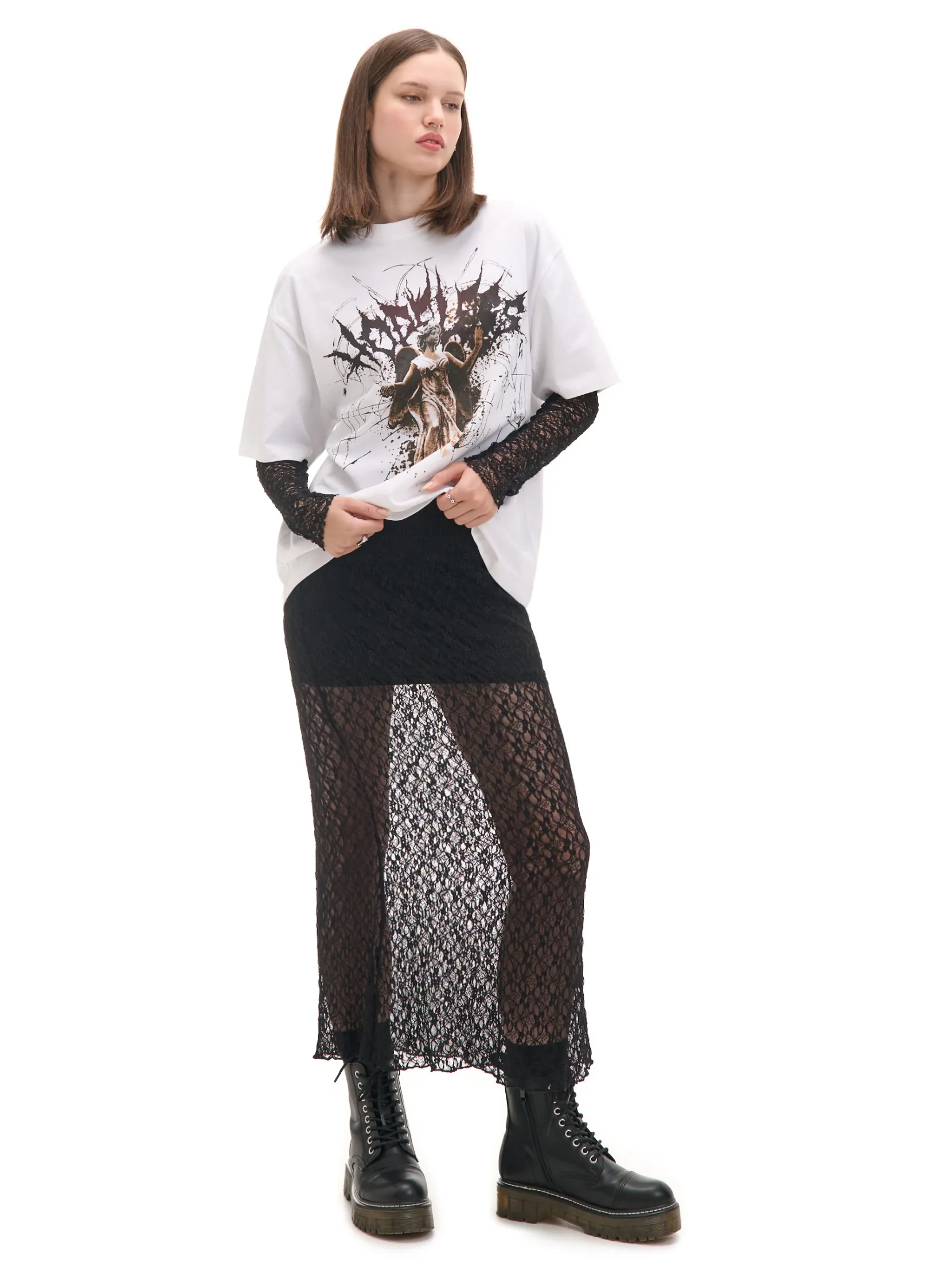 Online Biała koszulka z nadrukiem rzeźby UNISEX Unisex|Unisex