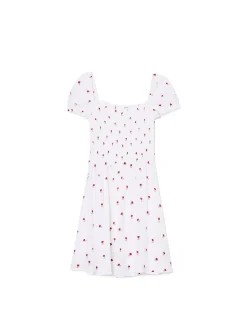 Fashion Biała sukienka mini z bufiastymi rękawami Sukienki, Kombinezony