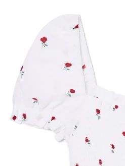 Fashion Biała sukienka mini z bufiastymi rękawami Sukienki, Kombinezony