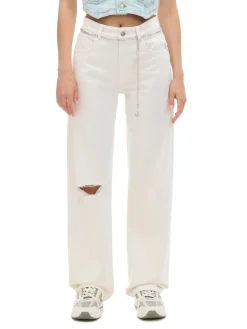Discount Białe jeansy straight Jeansy