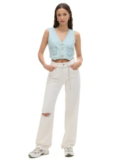 Discount Białe jeansy straight Jeansy