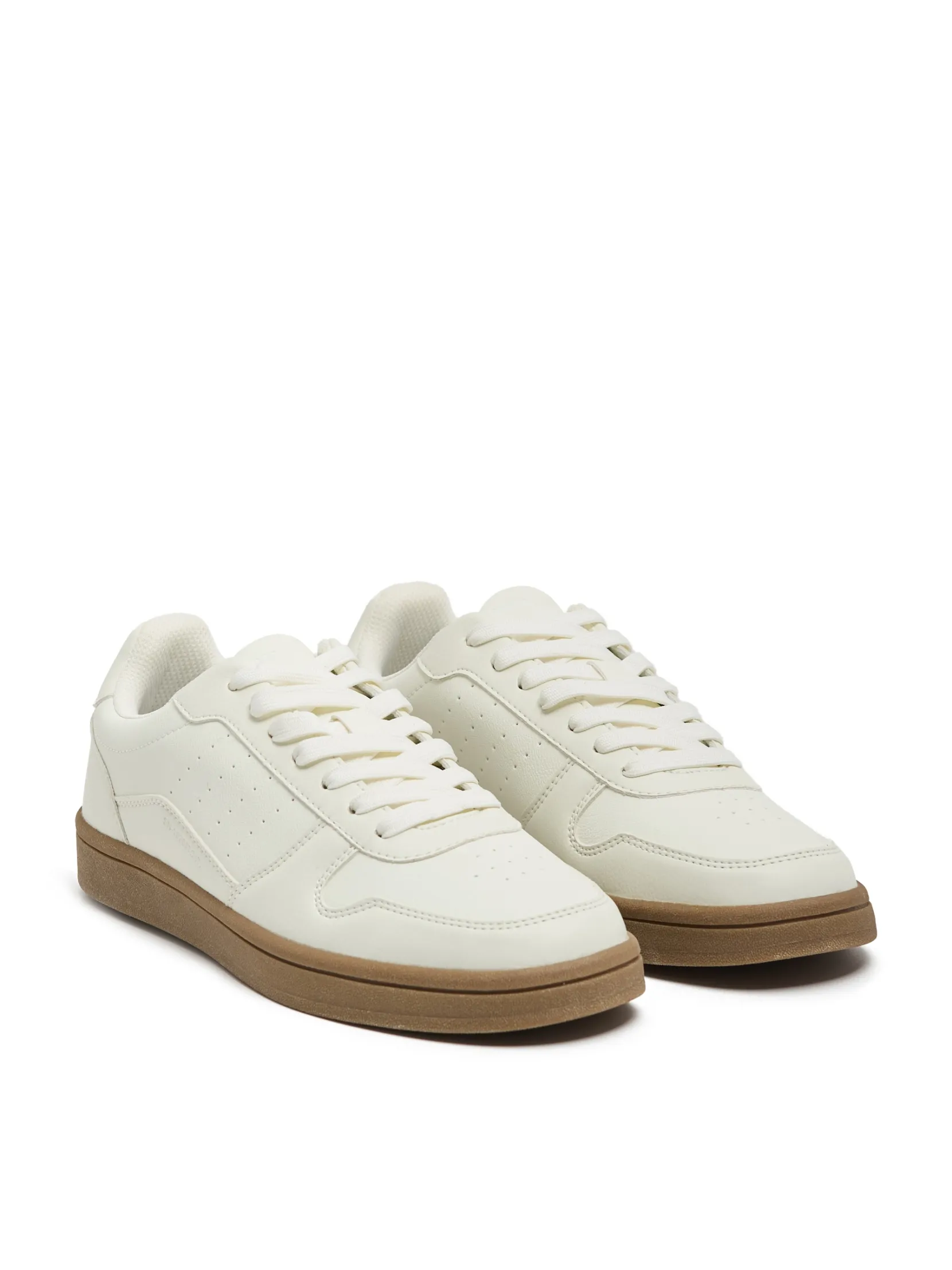 Clearance Białe sneakersy z imitacji skóry Sneakersy