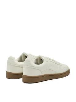 Clearance Białe sneakersy z imitacji skóry Sneakersy