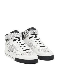 Online Białe sneakersy z nadrukami Sneakersy|Za Kostkę