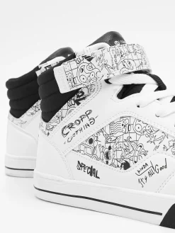 Online Białe sneakersy z nadrukami Sneakersy|Za Kostkę