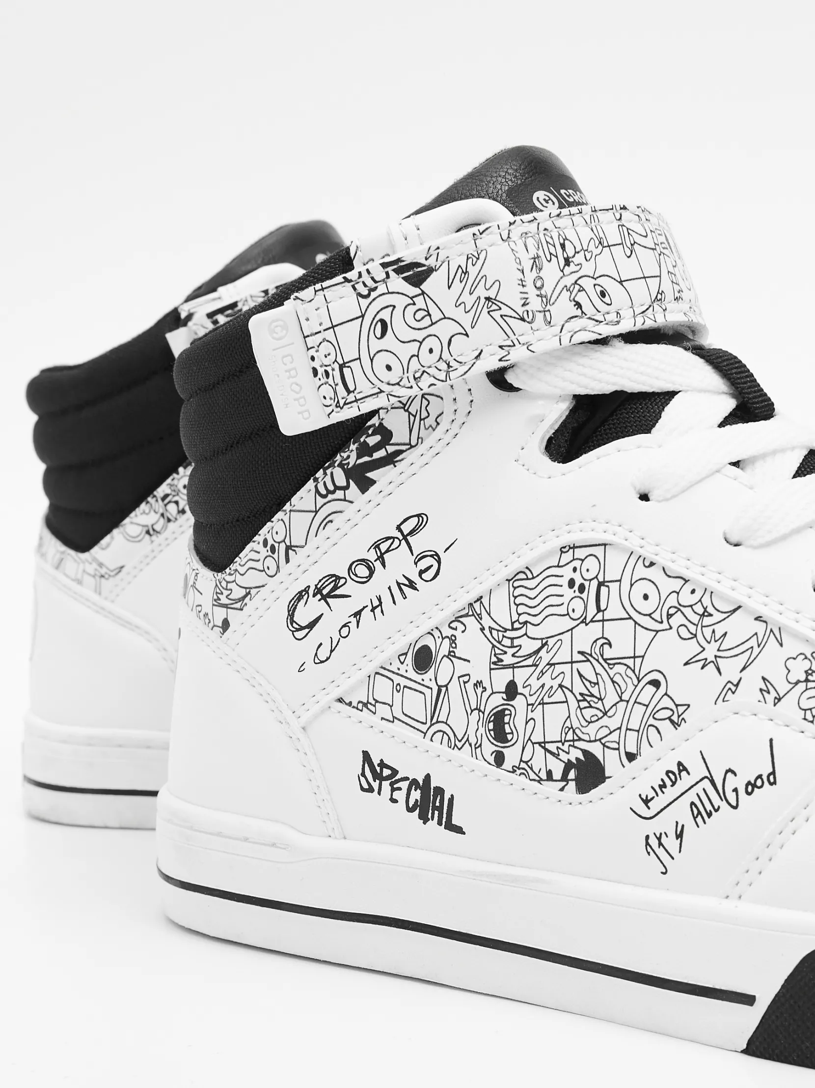 Online Białe sneakersy z nadrukami Sneakersy|Za Kostkę