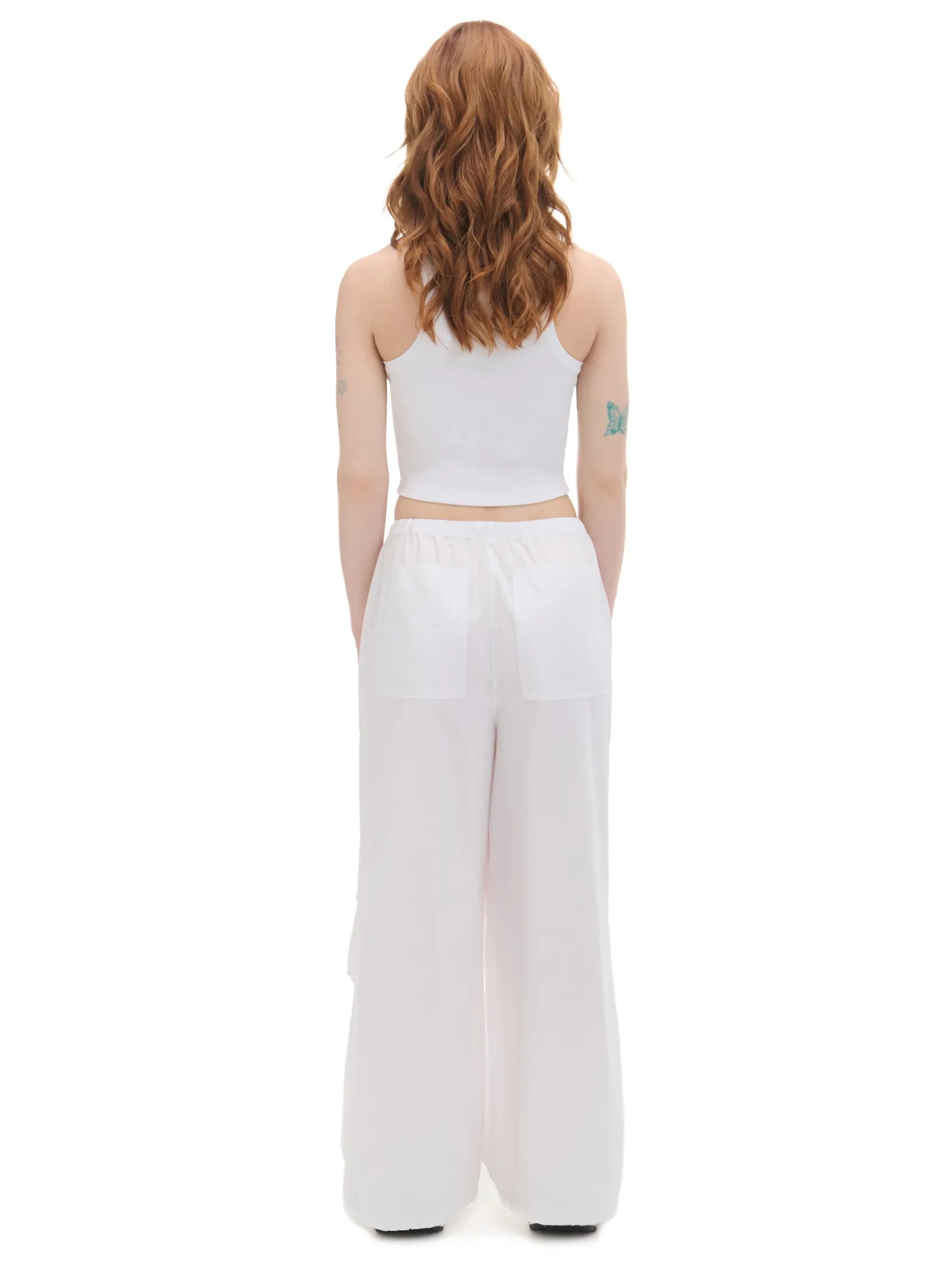 Sale Białe spodnie wide leg Spodnie