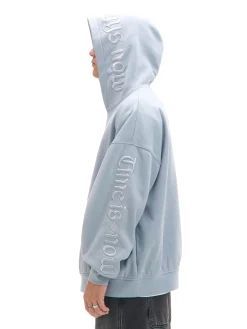 Clearance Błękitna bluza z kapturem i naszywkami Bluzy