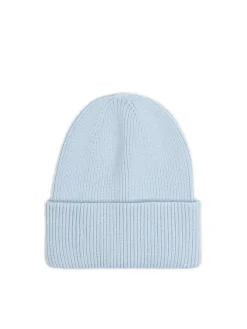 Outlet Błękitna czapka beanie z dodatkiem wiskozy Czapki