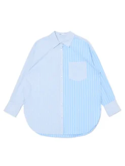 Sale Błękitna koszula oversize w pionowe paski Koszule, Bluzki